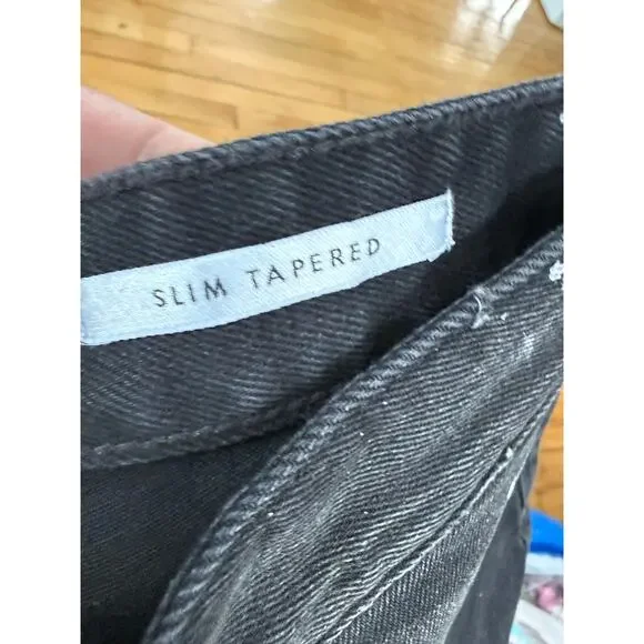 NWT GUESS mens‎ slim tapered pants splatter stretch jeans black denim distressed - Picture 7 of 10